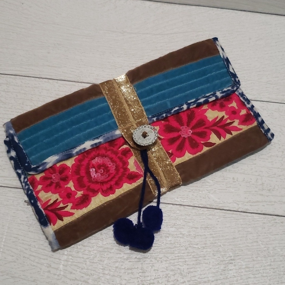 Moonday collection boho multicolor trifold clutch